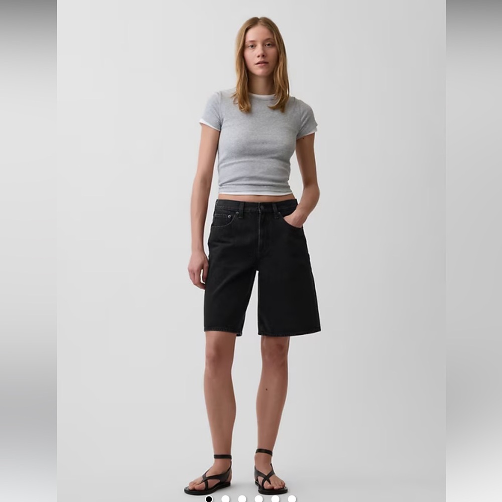GAP 11" Mid Rise Longline Denim Shorts JORTS Woman 33 True Black
